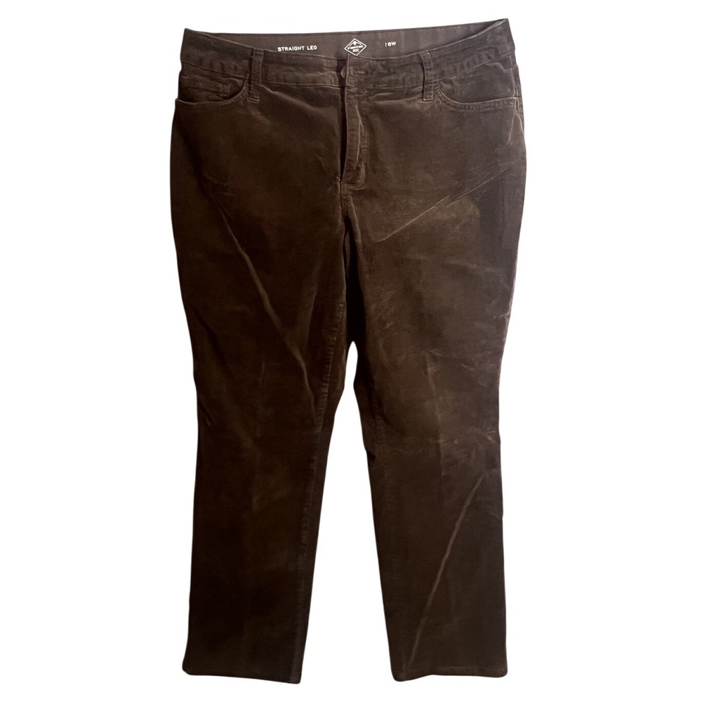 St. John's Bay Women's Size 16W Brown Corduroy Pants Straight Leg Plus Size